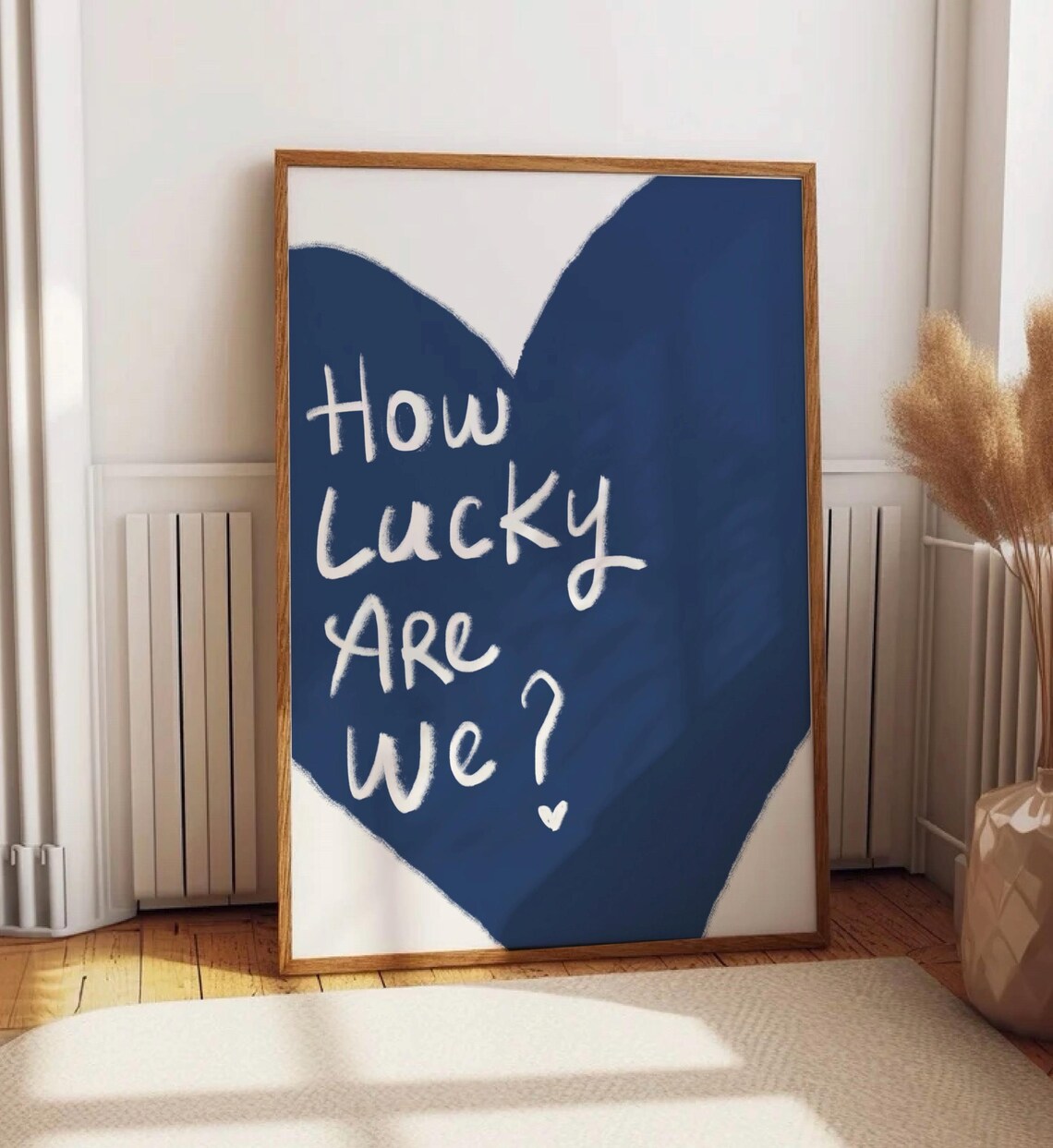 How Lucky Are We Blue Heart Quote Art Print - Image 3