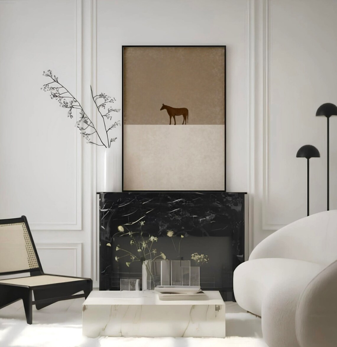 Minimalist Brown Horse Silhouette Modern Neutral Animal Art Poster - Image 2