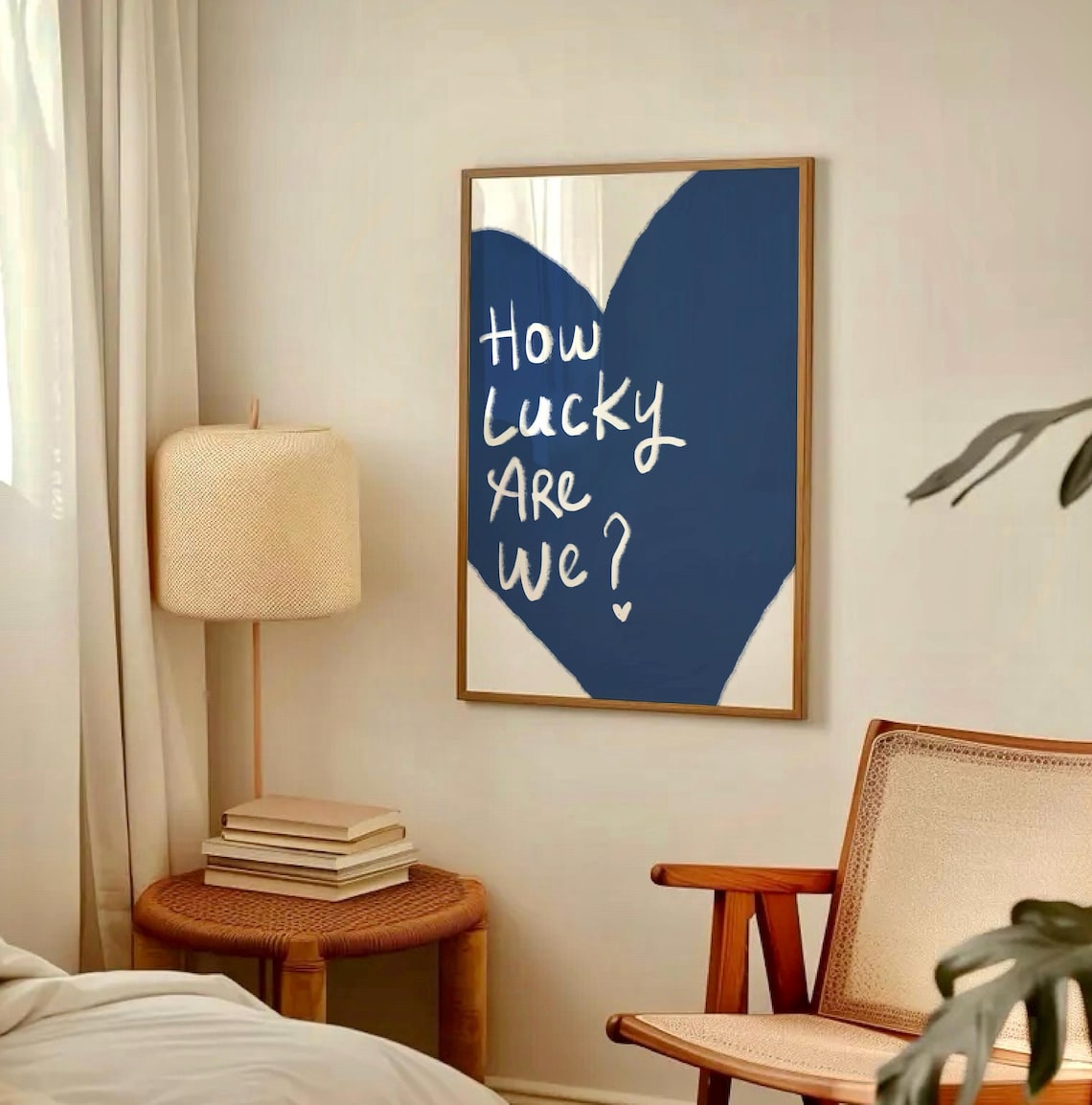 How Lucky Are We Blue Heart Quote Art Print - Image 2