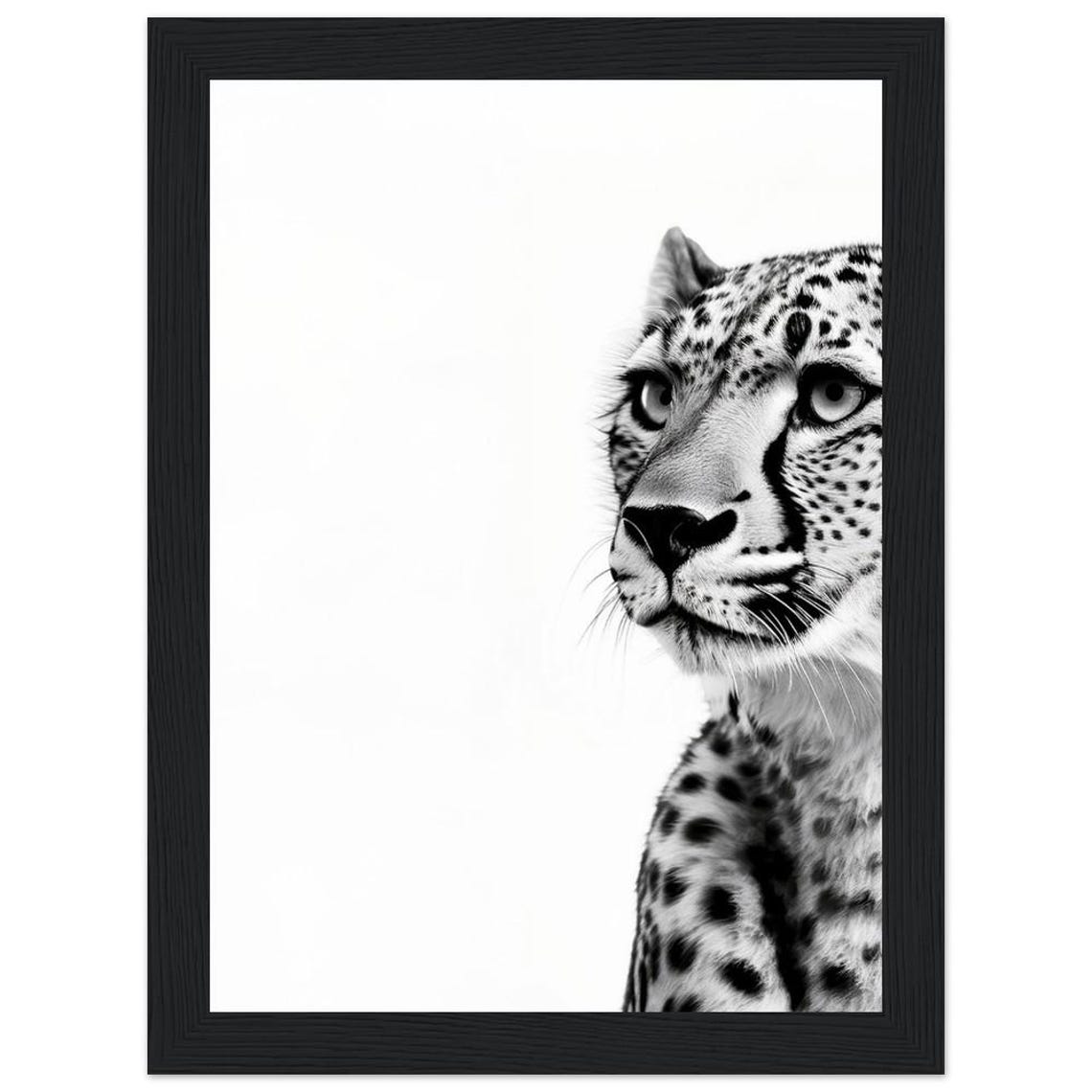Peeking Cheetah Close-Up Black and White Spotted Big Cat Poster - Image 2