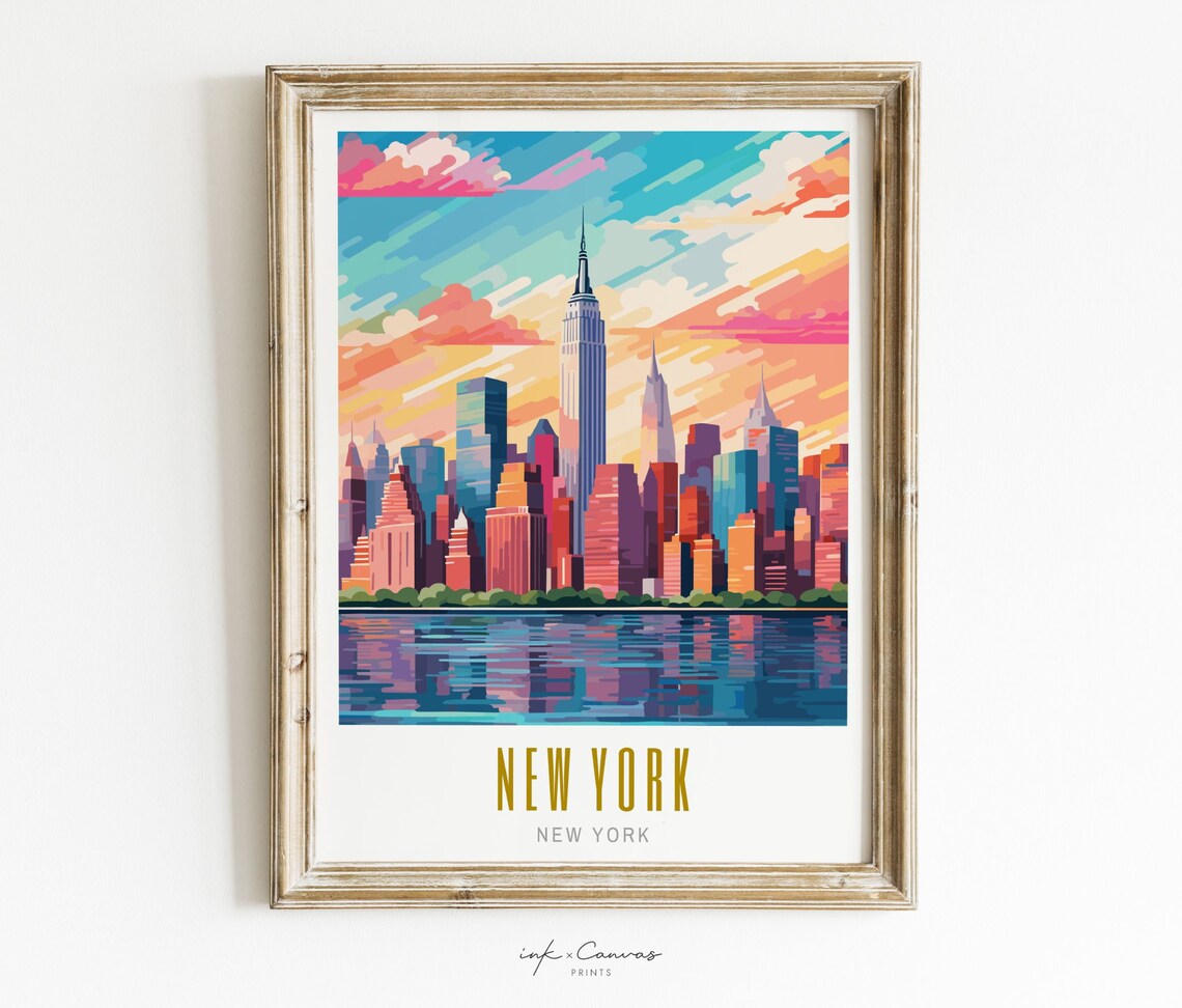 Retro New York City Skyline Travel Poster