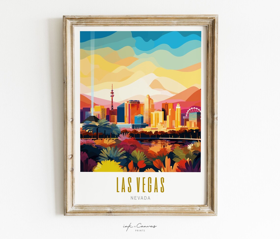 Las Vegas Strip Travel Poster, Nevada Desert Decor