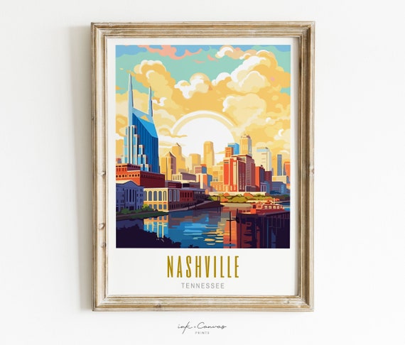 Nashville Modern Travel Poster, Tennessee Landscape