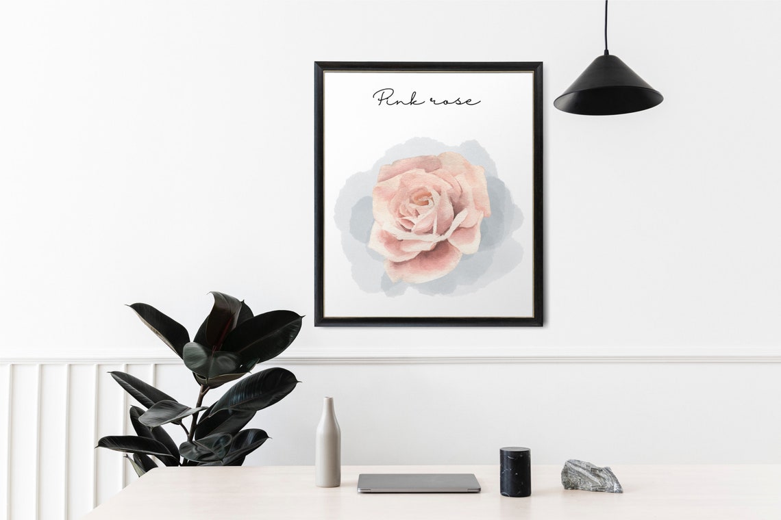 Blush Pink Rose Watercolor Floral Romantic Botanical Elegant Poster - Image 3