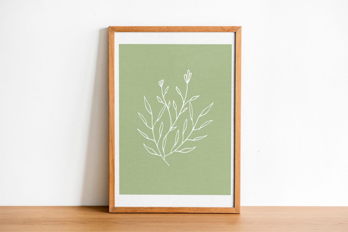 Botanical Line Art Leaves Wall Art