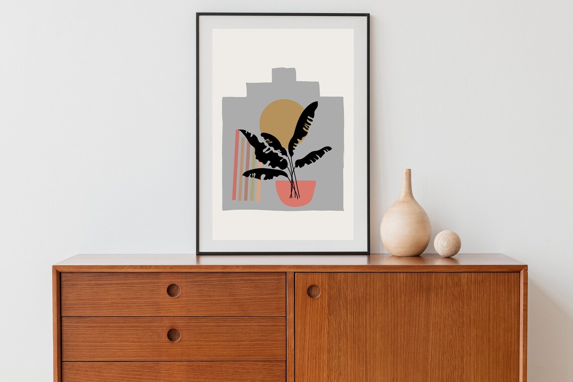 Boho Leaves Art Print, Neutral Beige Bedroom Decor - Image 3