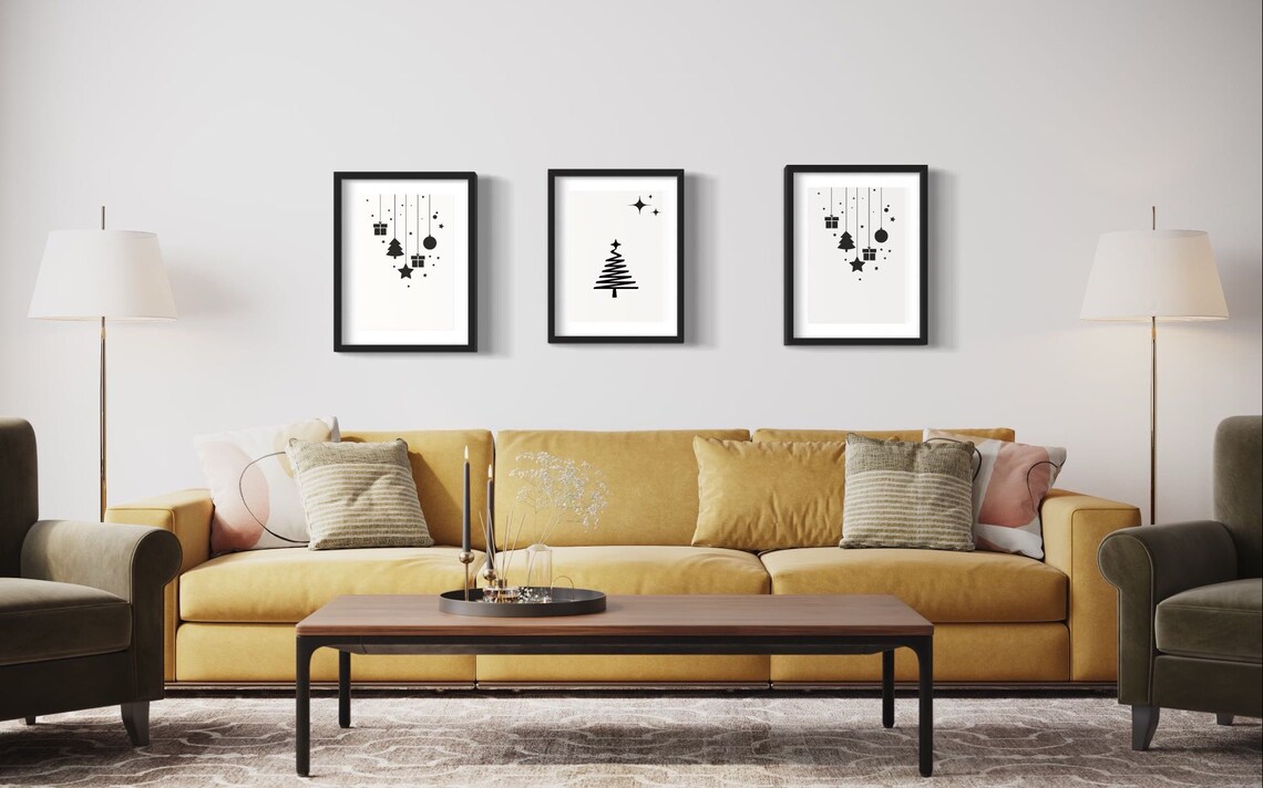 Modern Black And White Christmas Art Print - Image 3