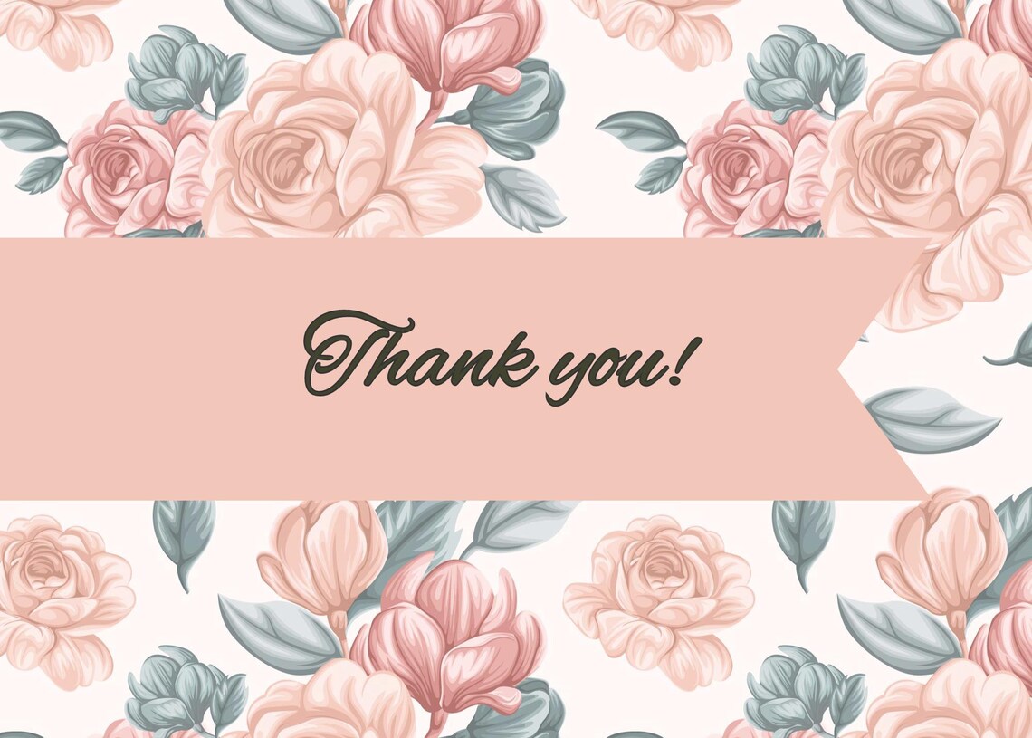 Thank You Postcard, Floral Botanical Pattern - Image 2