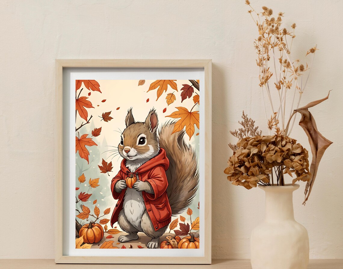 Cute Squirrel in a Fall Outfit, Fall Decorations - Image 3