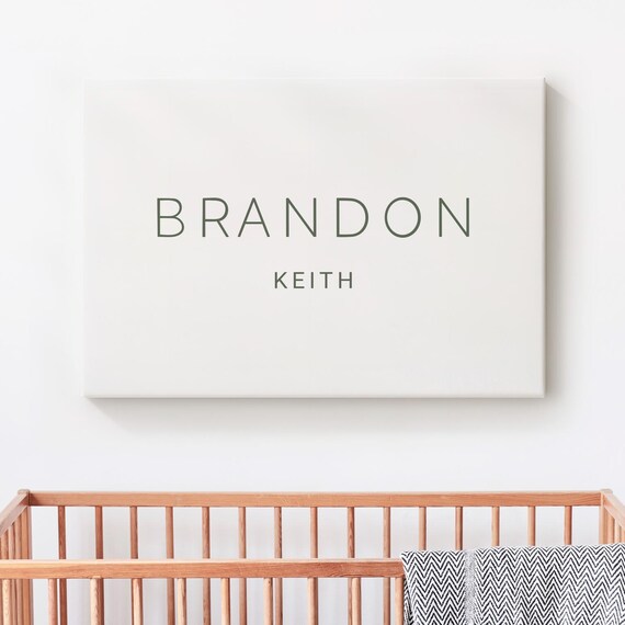 Brandon Keith Nursery Name Sign Sage Minimal Baby Boy Wall Decor Poster