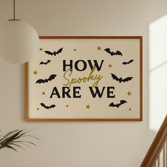 Halloween Wall Art Print How Spooky Are We Cute Season Decor With Bats