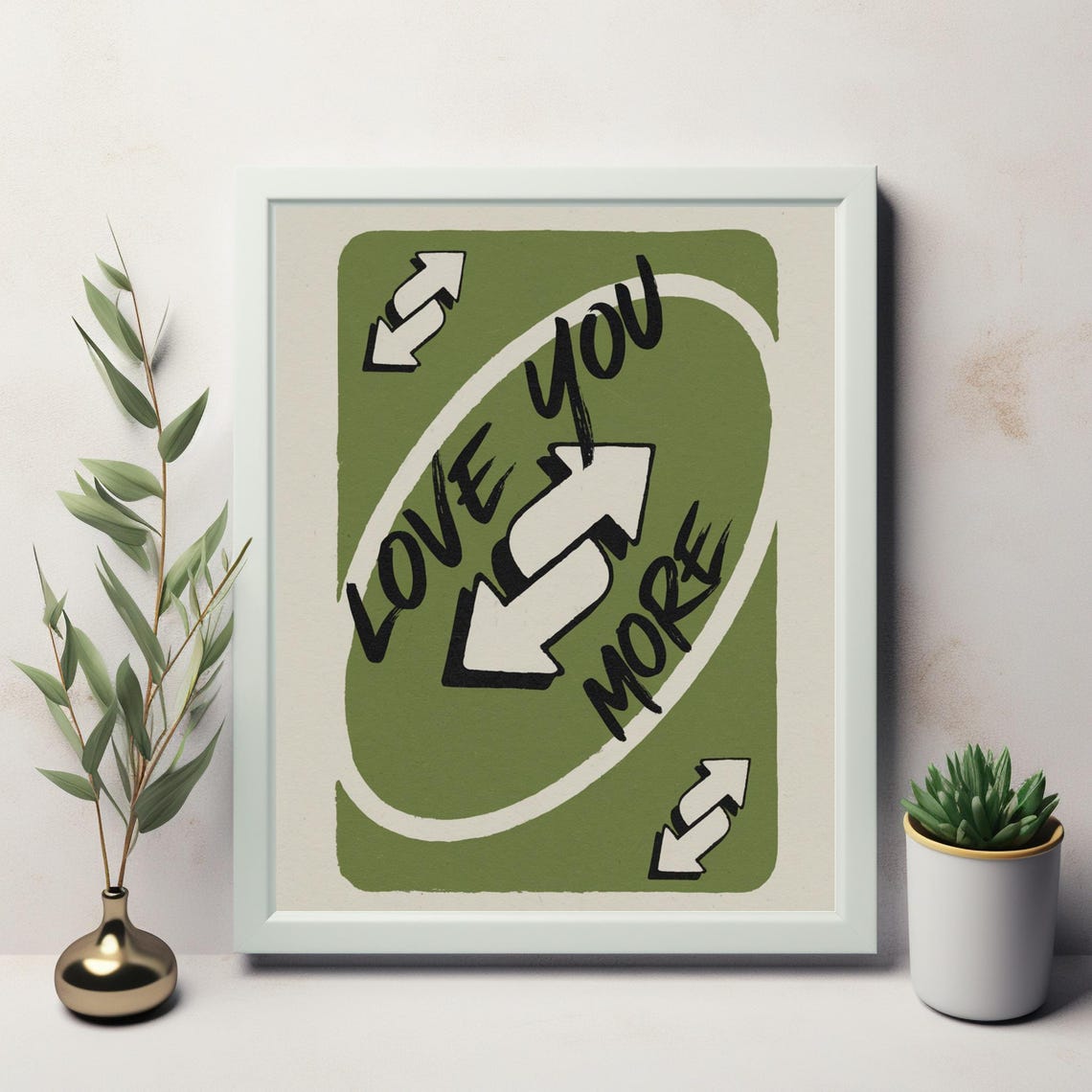 Love You More Retro Green Playing Card Reverse Valentines Poster