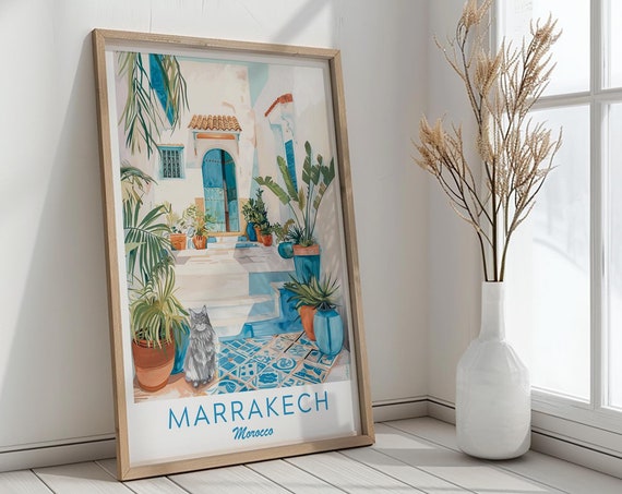 Morocco Marrakech Illustration North Africa Travel Print Marrakech Wall Art Morocco Print Marrakech Travel Art Morocco Travel Print