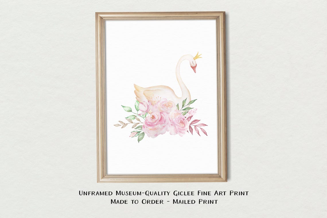 Whimsical Swan Watercolor Painting Art Print Ballerina Art Print Ballet Girls Room Wall Decor Nursery Wall Art Original Painting Dance - Image 3