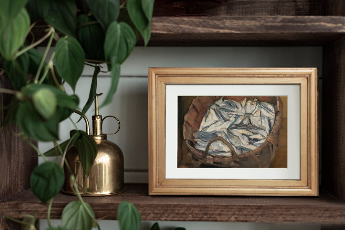 Sardine Art Print Unframed Oil Painting Print Sardine Oil Painting French Kitchen Art Restaurant Art French Market Still Life Art - Image 2
