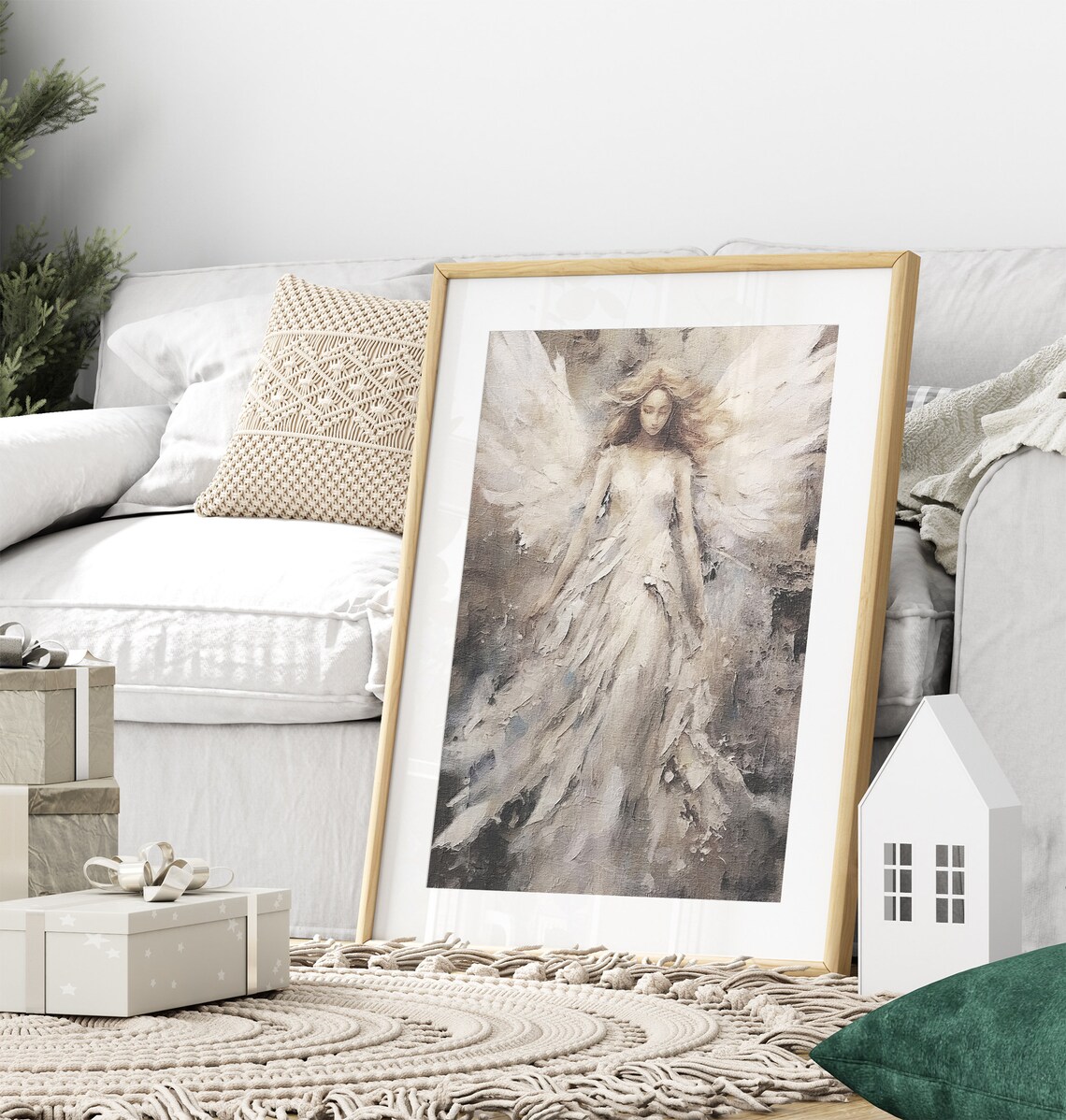 Guardian Angel, Spiritual Boho Christian Art Print - Image 2