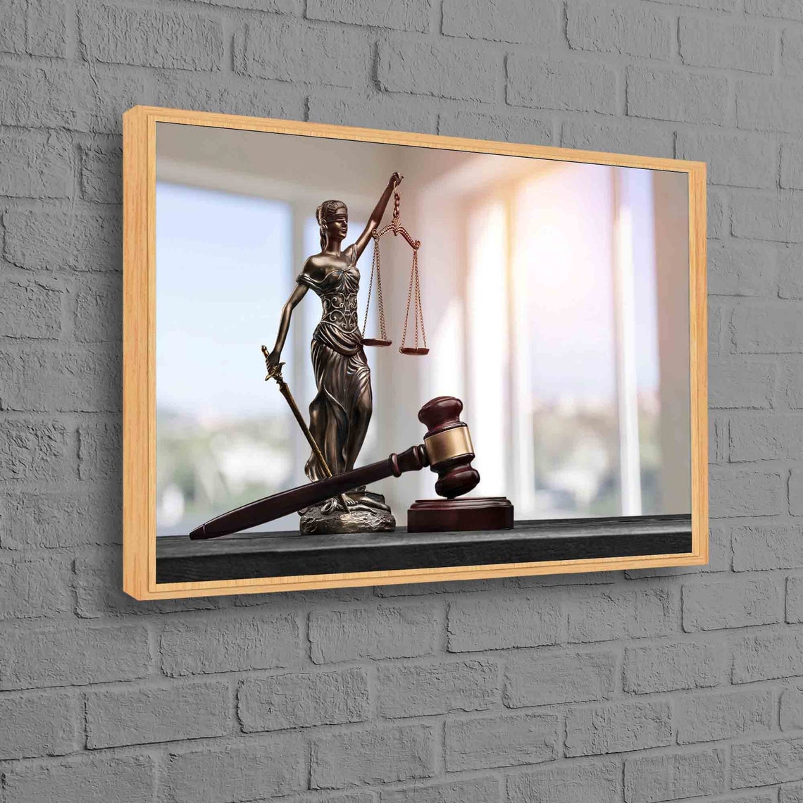 Lady Justice Bronze Statue Scales Gavel Law Office Decor Wall Poster