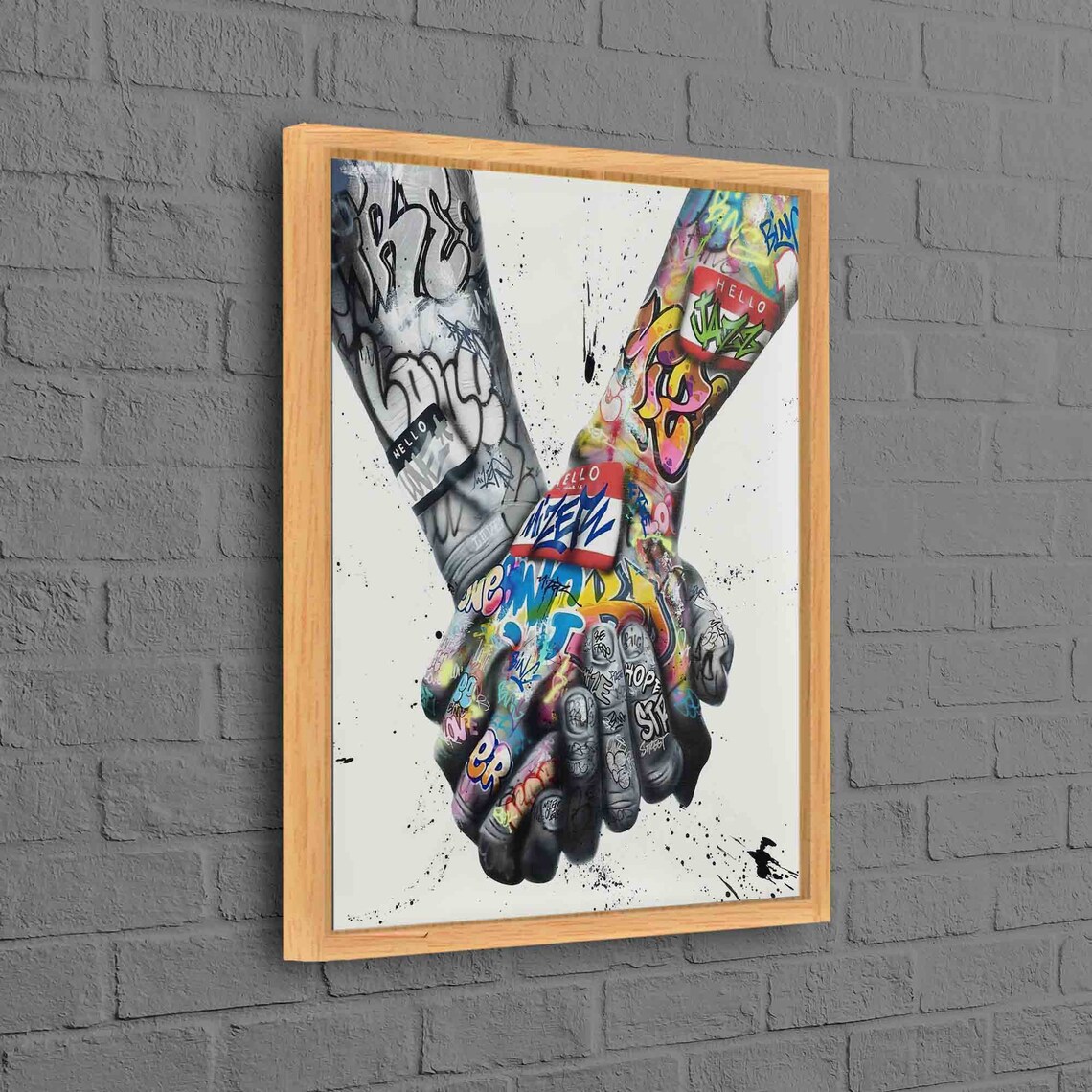 Couple Holding Hands Graffiti Art Print, Lover Decor