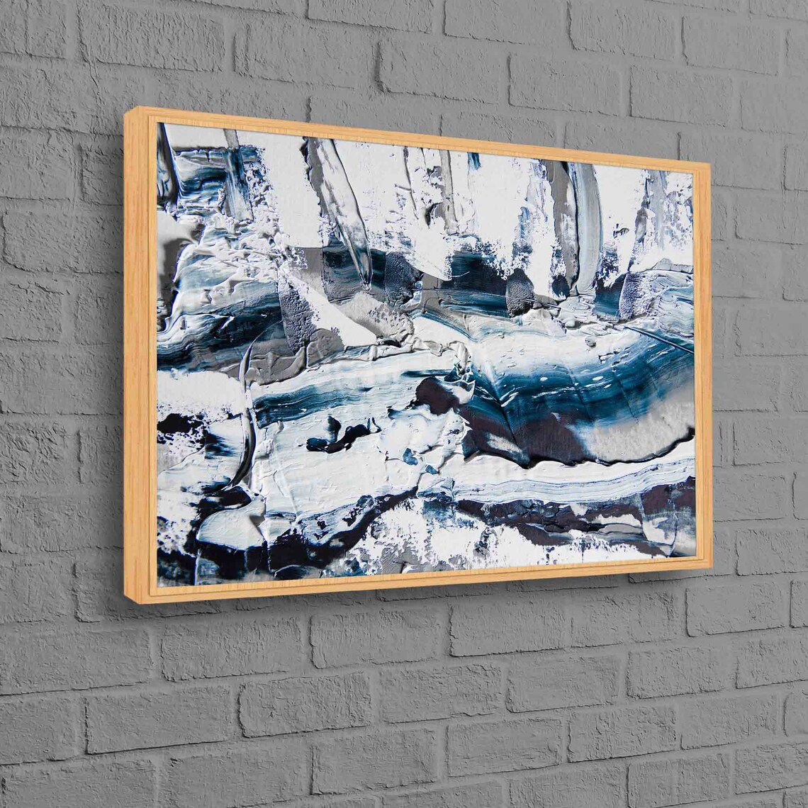 Modern Art Canvas Brush Strokes Wall Abstract Decor Fashion Printed Acrylic Contemporary Blue