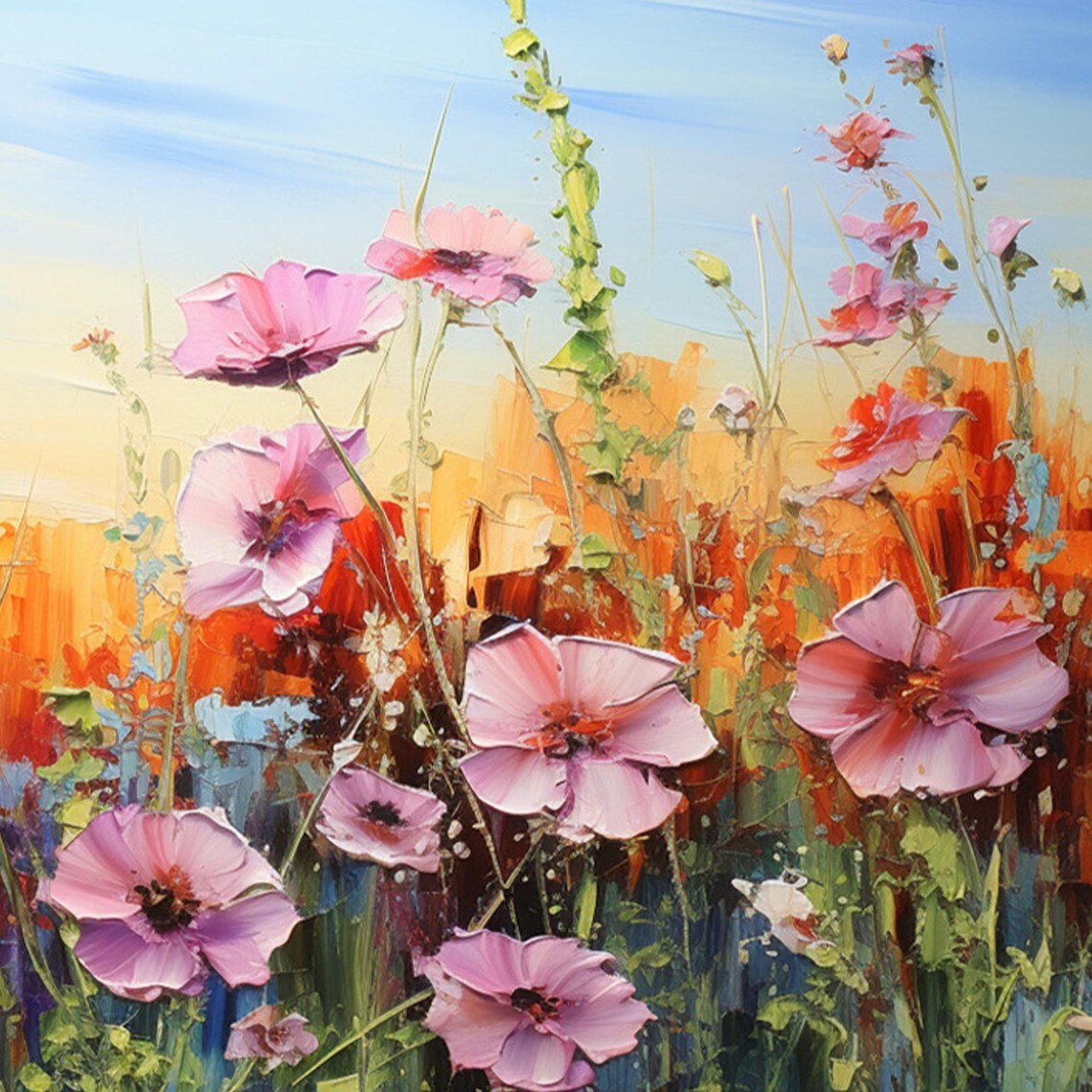 Abstract Colourful Flower Painting, Modern Floral Art Print - Image 3
