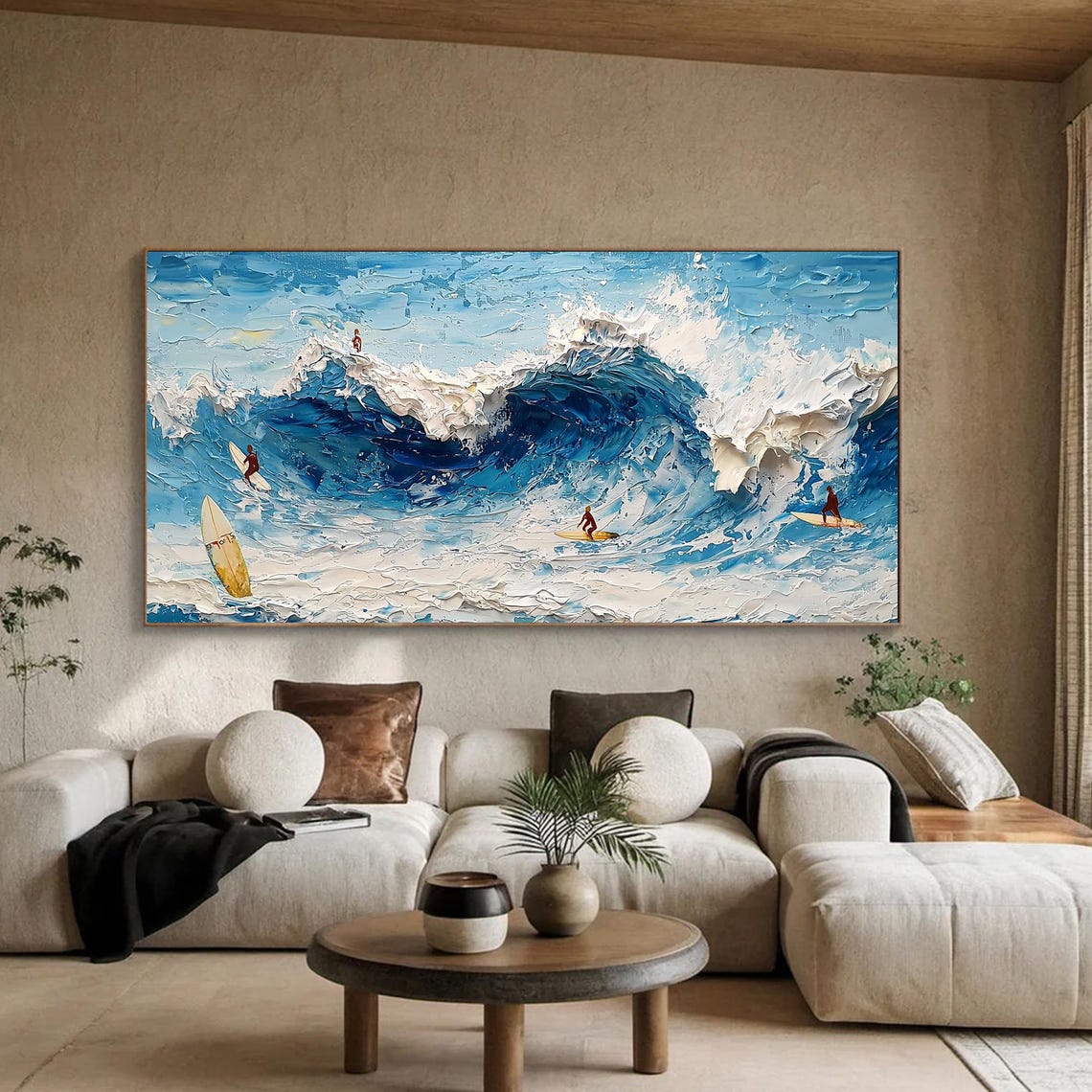 Original Abstract Surfing Oil Painting Surfing Sports Painting Large Ocean Seascape Wall Art Custom Fashion Living Room Wall Decor - Image 2