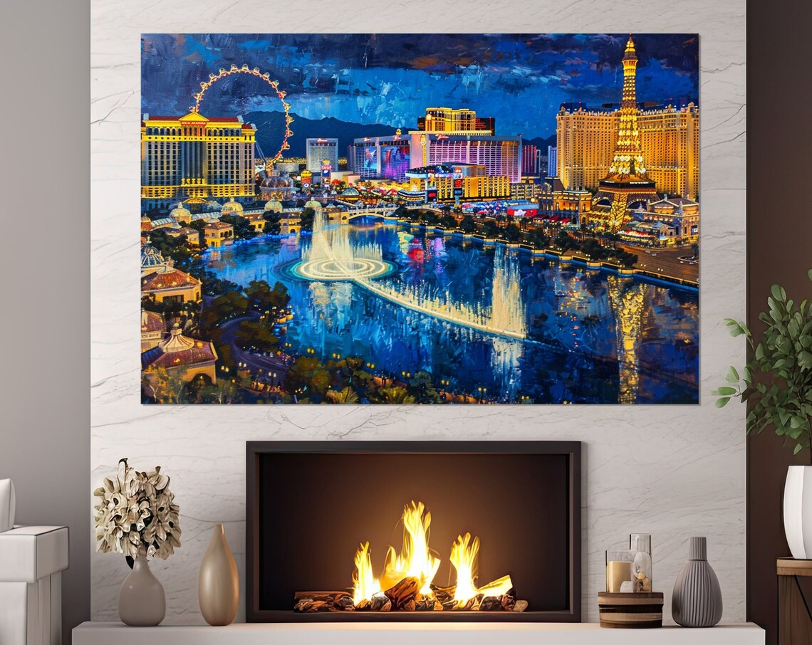Las Vegas Skyline Travel Poster, City Wall Art Print