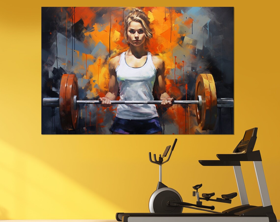 Fitness Girl Painting Print, Workout Wall Art