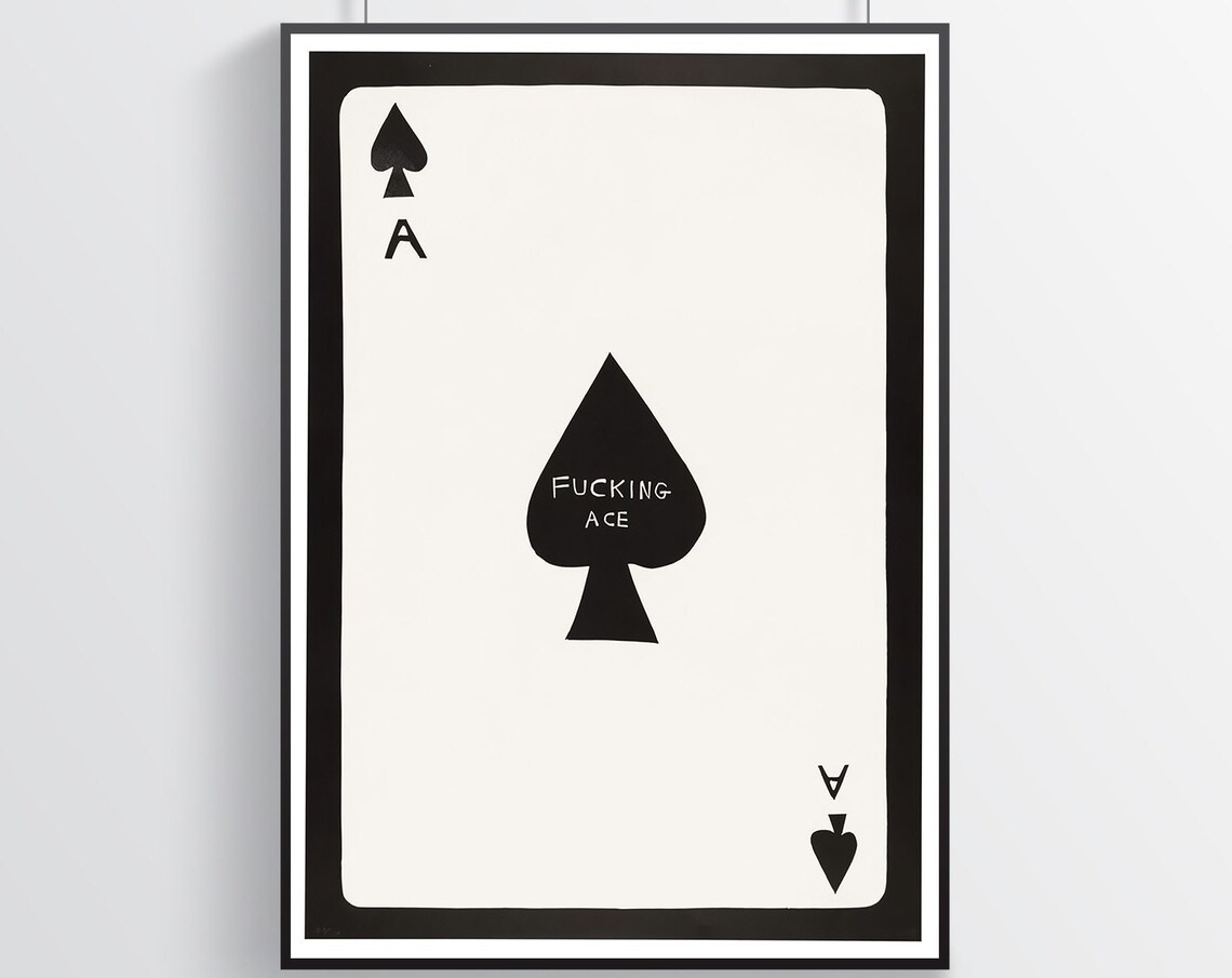 Edgy Ace of Spades Playing Card With Bold Typography Black Poster - Image 3
