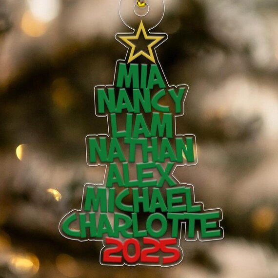 Personalized Family Names Christmas Tree Acrylic Ornament Wall Art