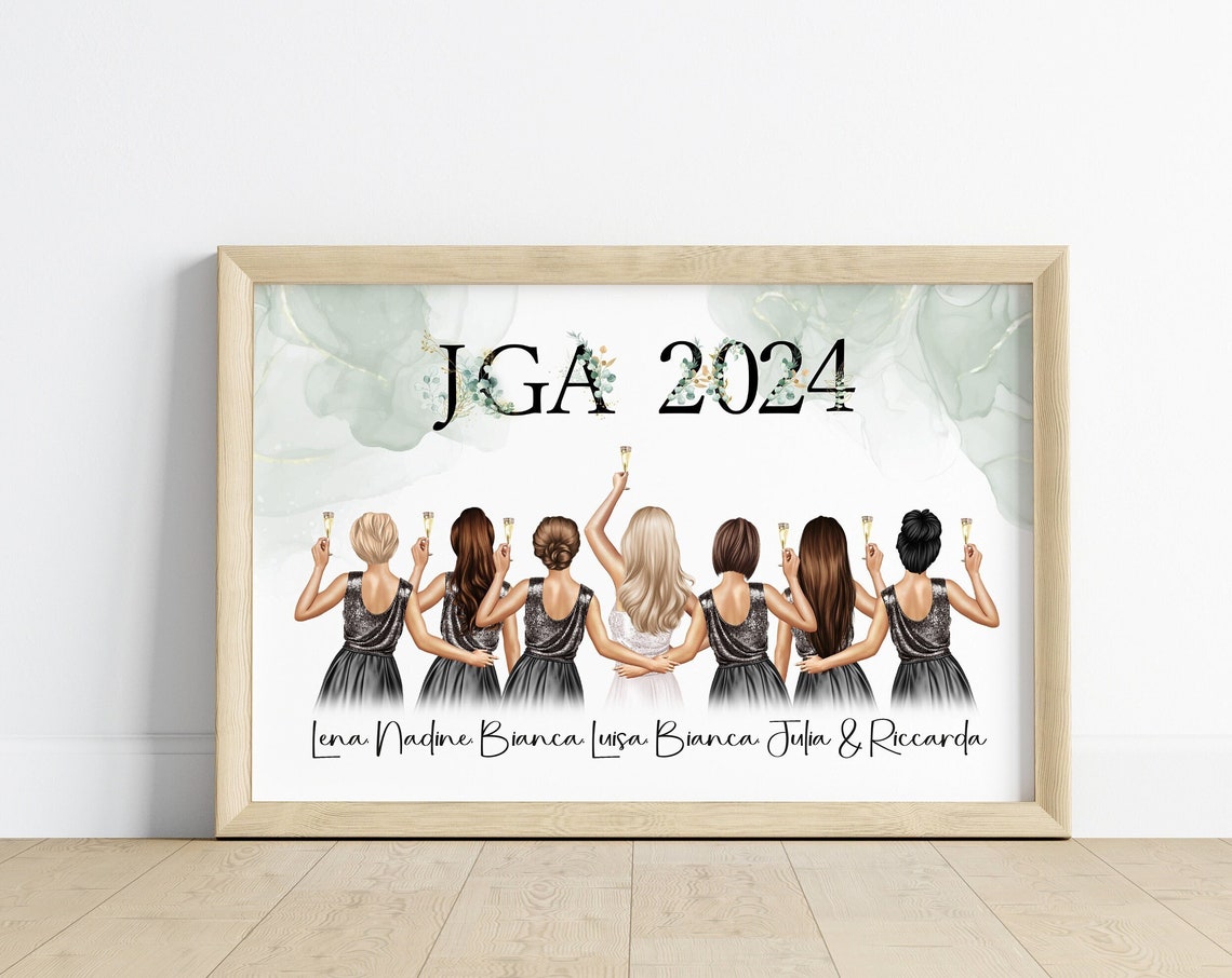 Personalized JGA Bachelorette Party Five Women Evening Dress Poster - Image 2