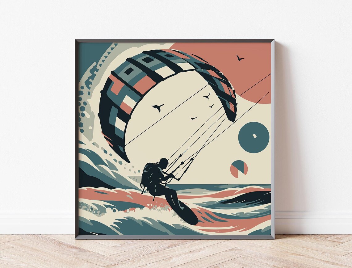 Kitesurf Poster, Scandinavian Style Water Sports Art