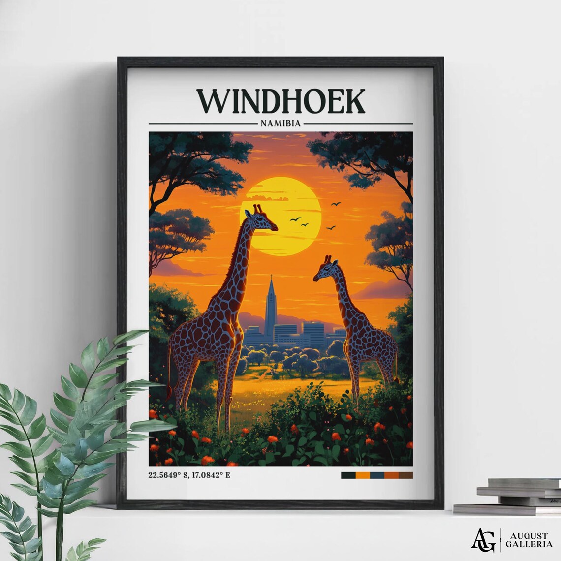 Windhoek Namibia Retro Travel Poster, Wanderlust