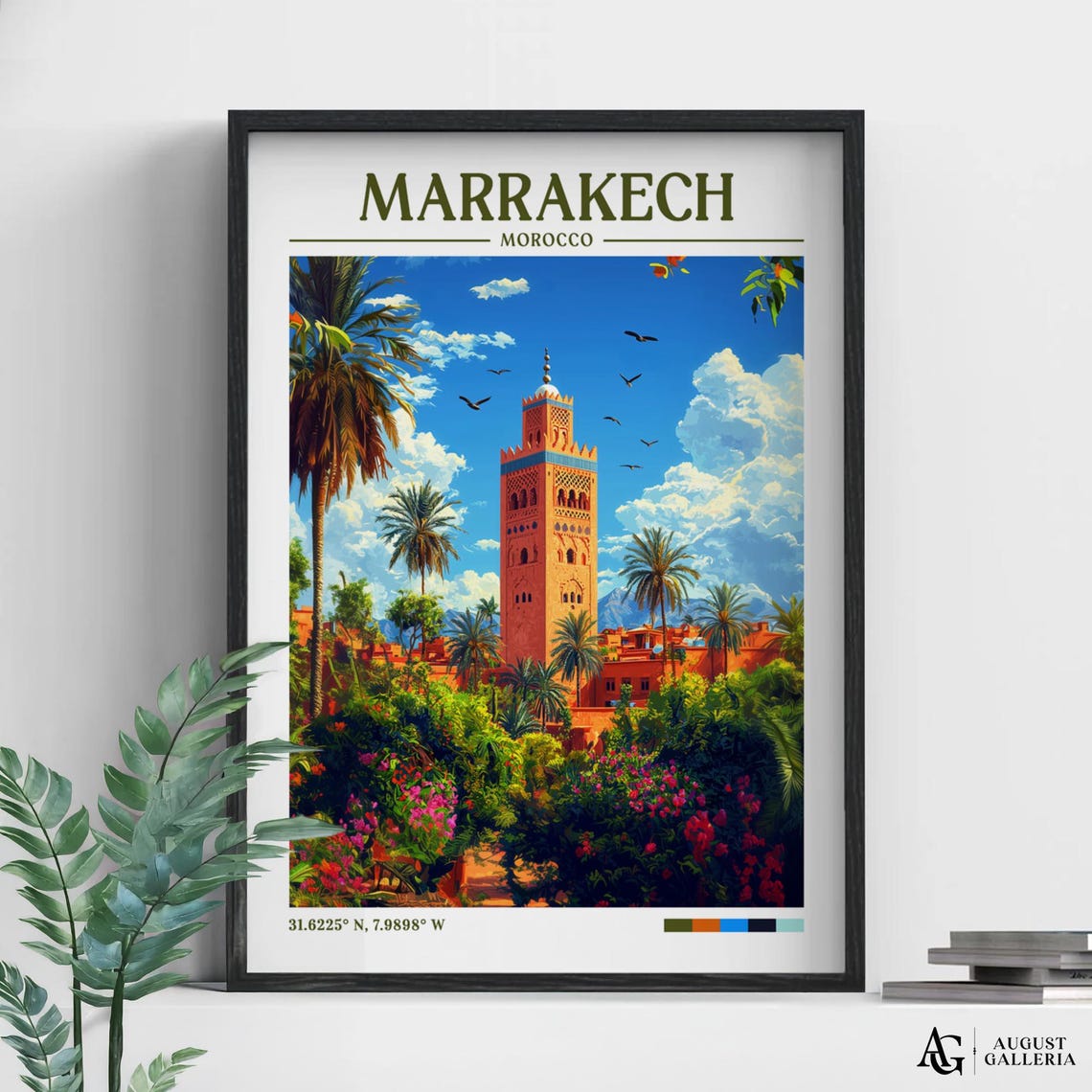 Marrakech Morocco Retro Travel Print Wanderlust Posters Wall Art Framed Prints Canvas Poster Illustration
