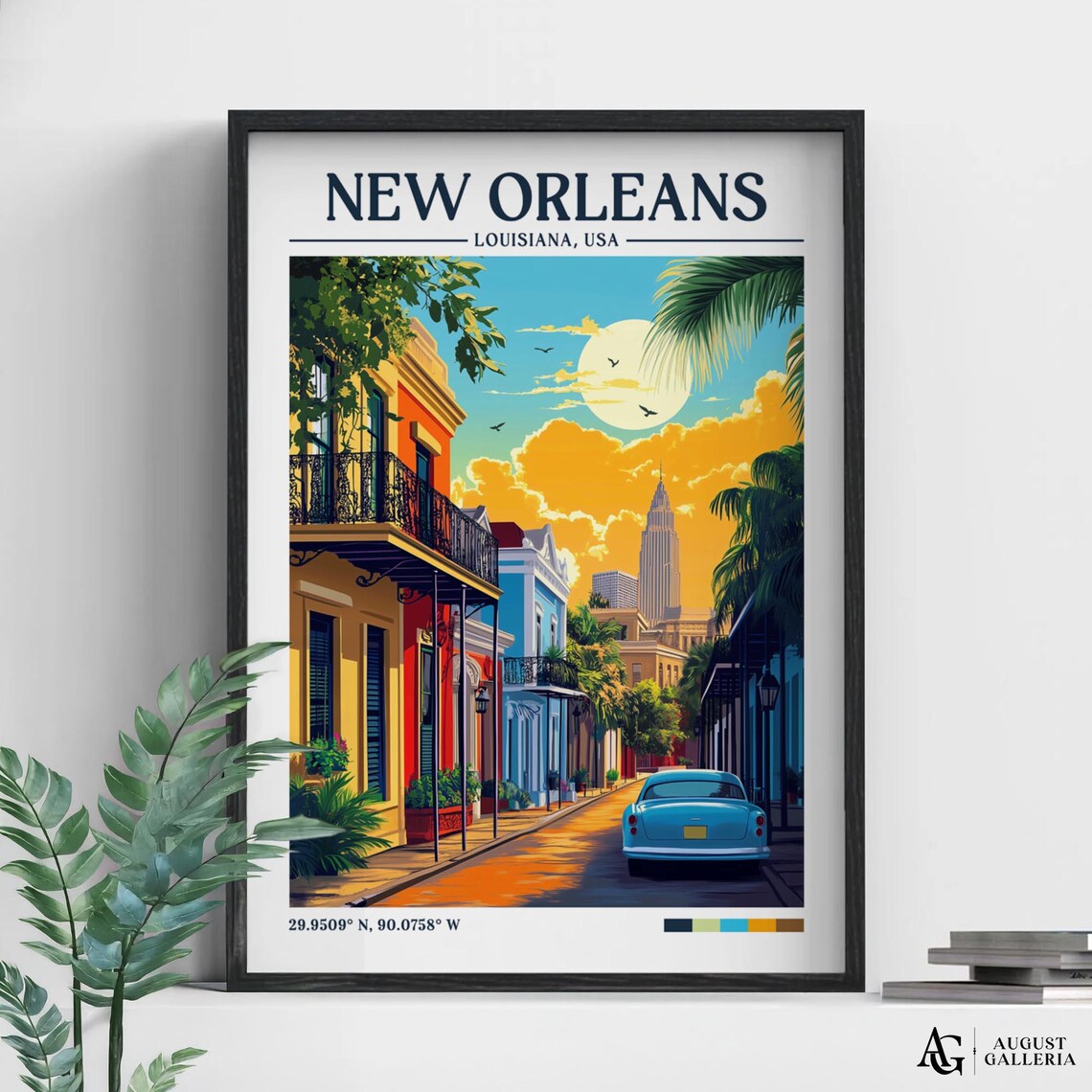 New Orleans Retro Travel Poster, Louisiana Illustration