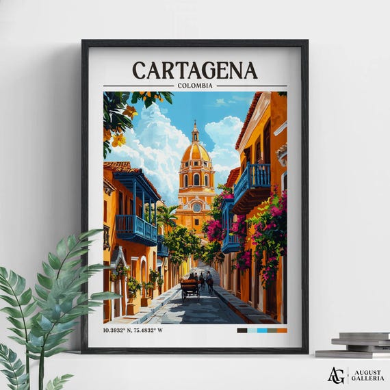 Cartagena Colombia Retro Travel Print Wanderlust Posters Wall Art Framed Prints Canvas Poster