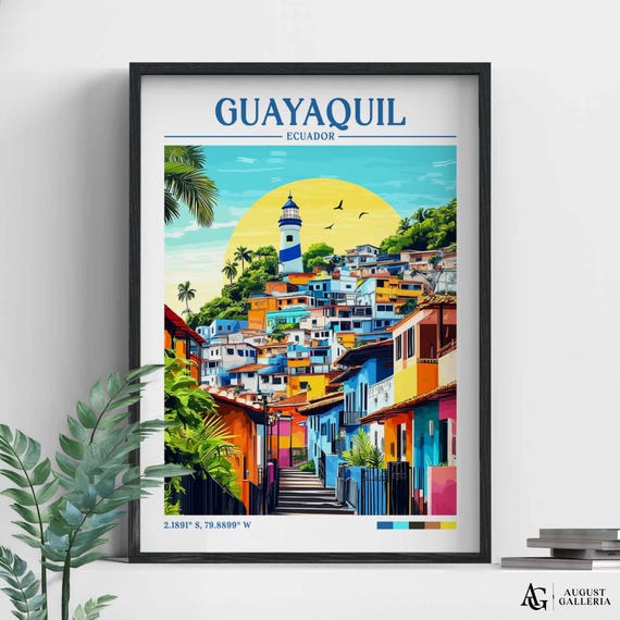 Guayaquil Ecuador Retro Travel Poster