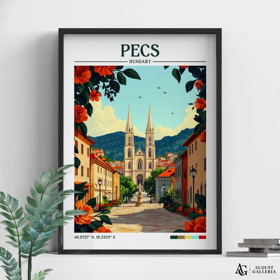 Pcs Hungary Retro Travel Print Wall Art Framed Canvas Poster Illustration Wanderlust