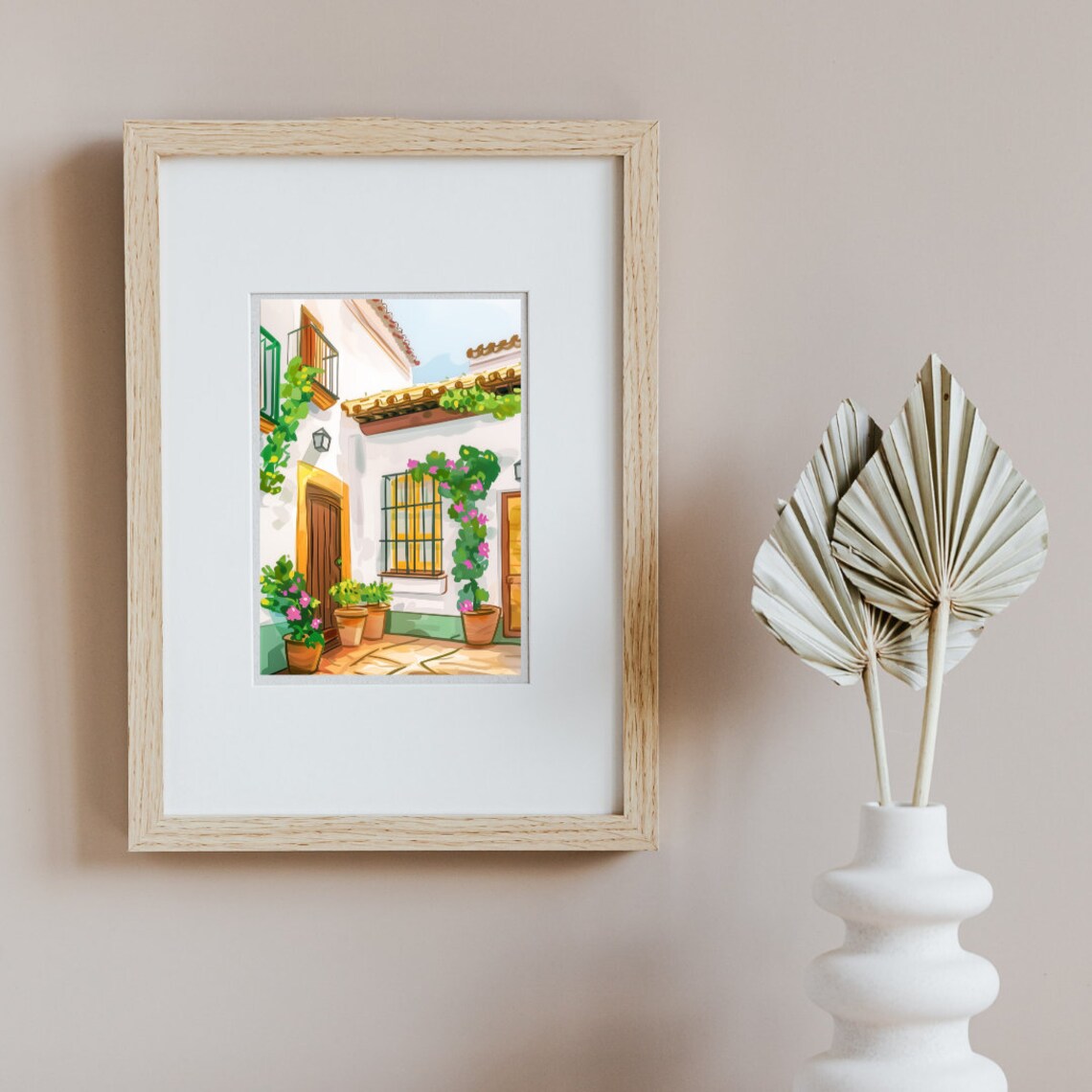 Seville Yellow Door Courtyard Bougainvillea Watercolor Poster - Image 2