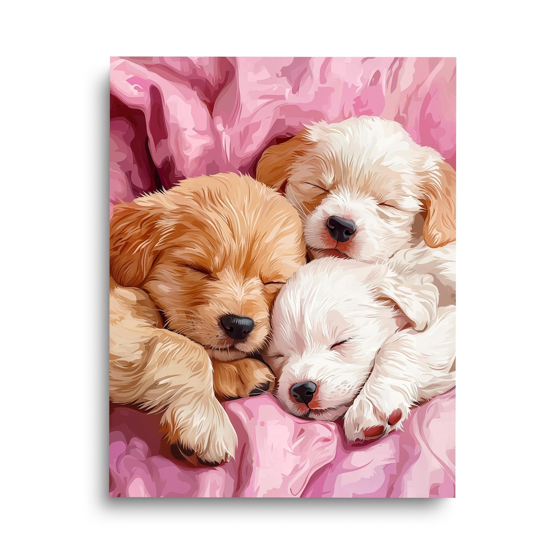 Sleeping Puppies Art Print, Cute Nursery Decor