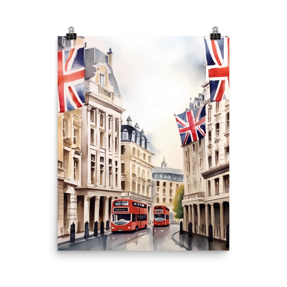 Regent Street Watercolor Travel Poster, London