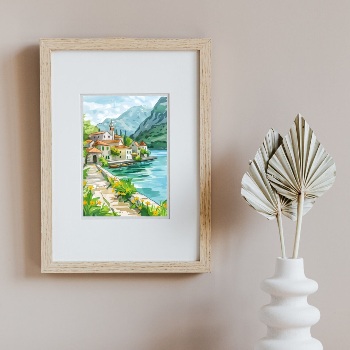 Perast Montenegro Waterfront Village and Church Tower Poster - Image 2