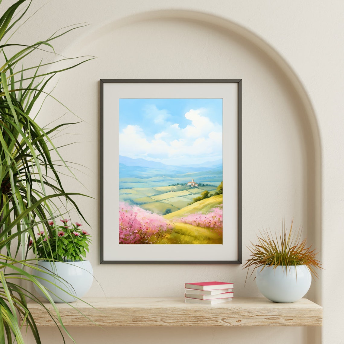 Apennine Mountains Valley with Wildflowers and Village Poster - Image 3