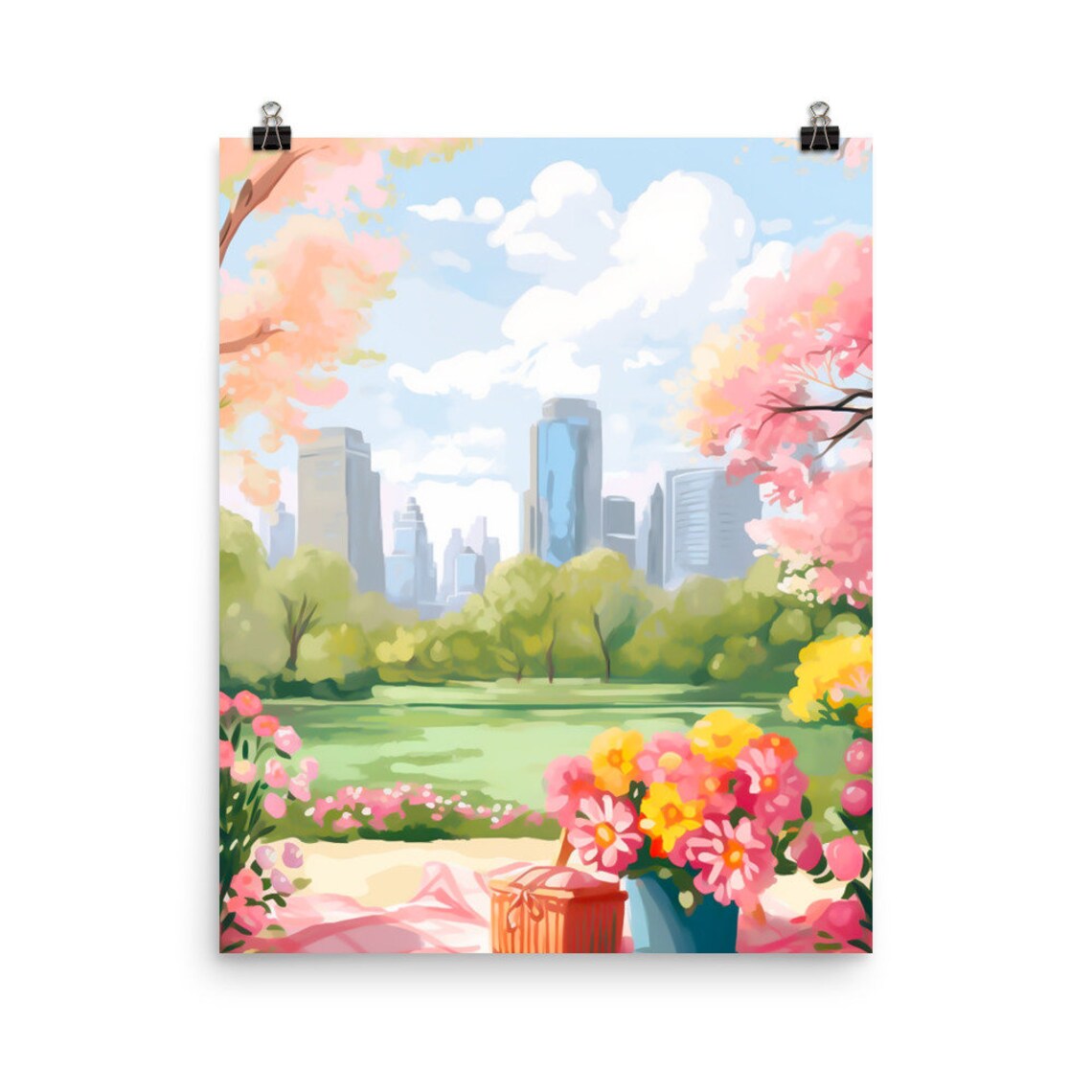 Central Park Picnic NYC Travel Poster, Manhattan