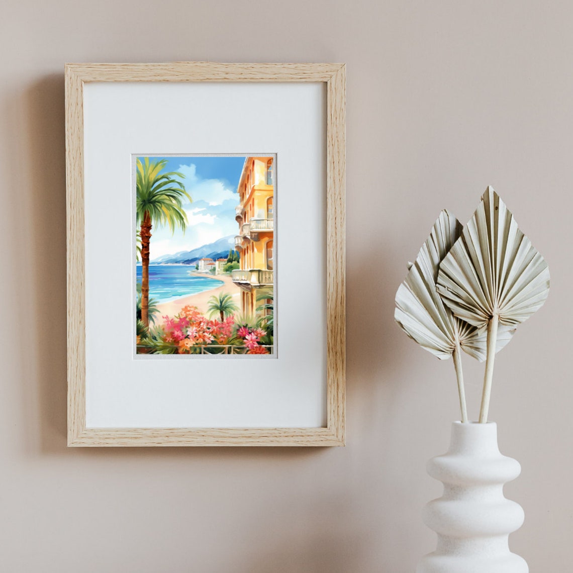 Nice Promenade Beach with Palms and Grand Hotel Building Poster - Image 2