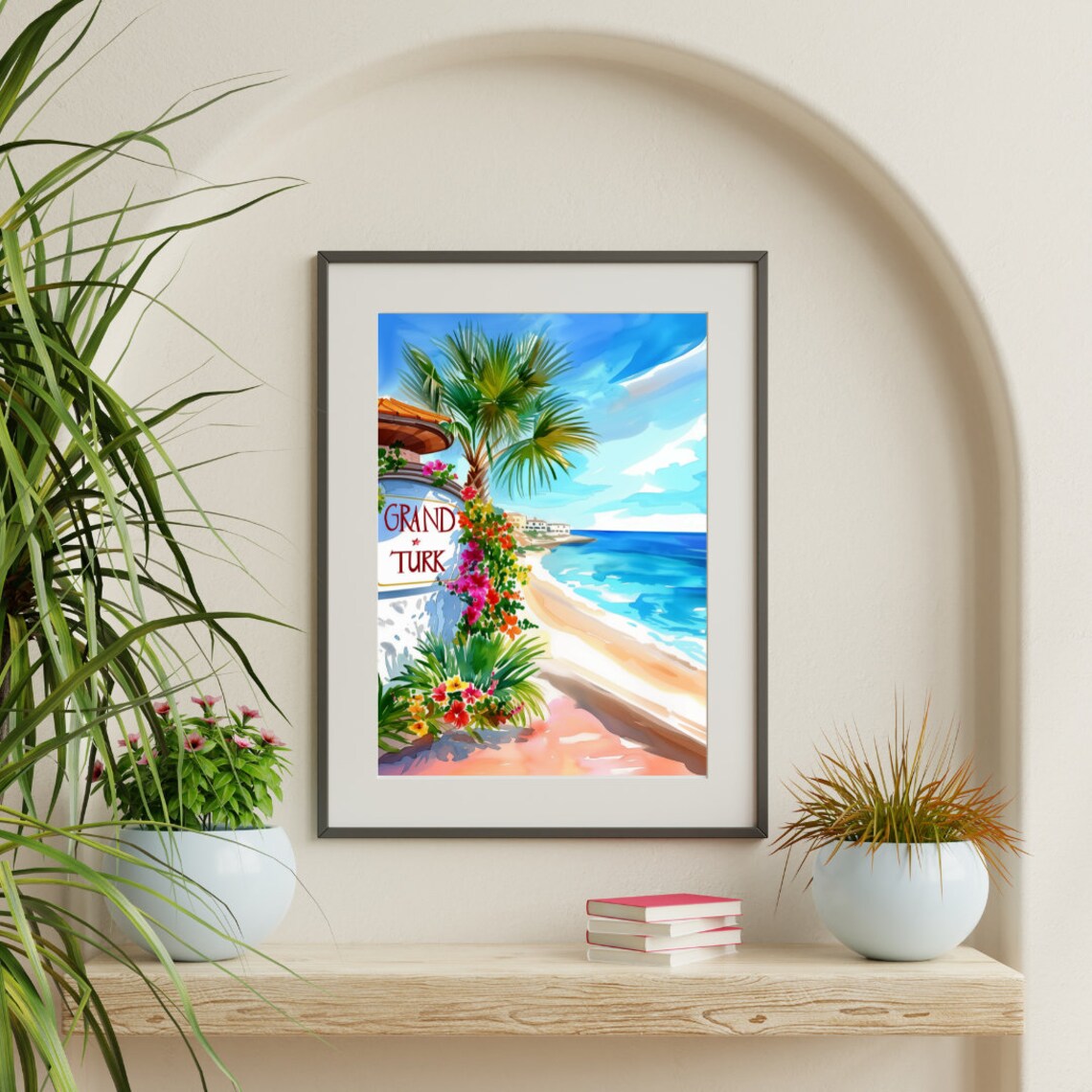 Grand Turk Watercolor Travel Poster, Turks and Caicos - Image 3