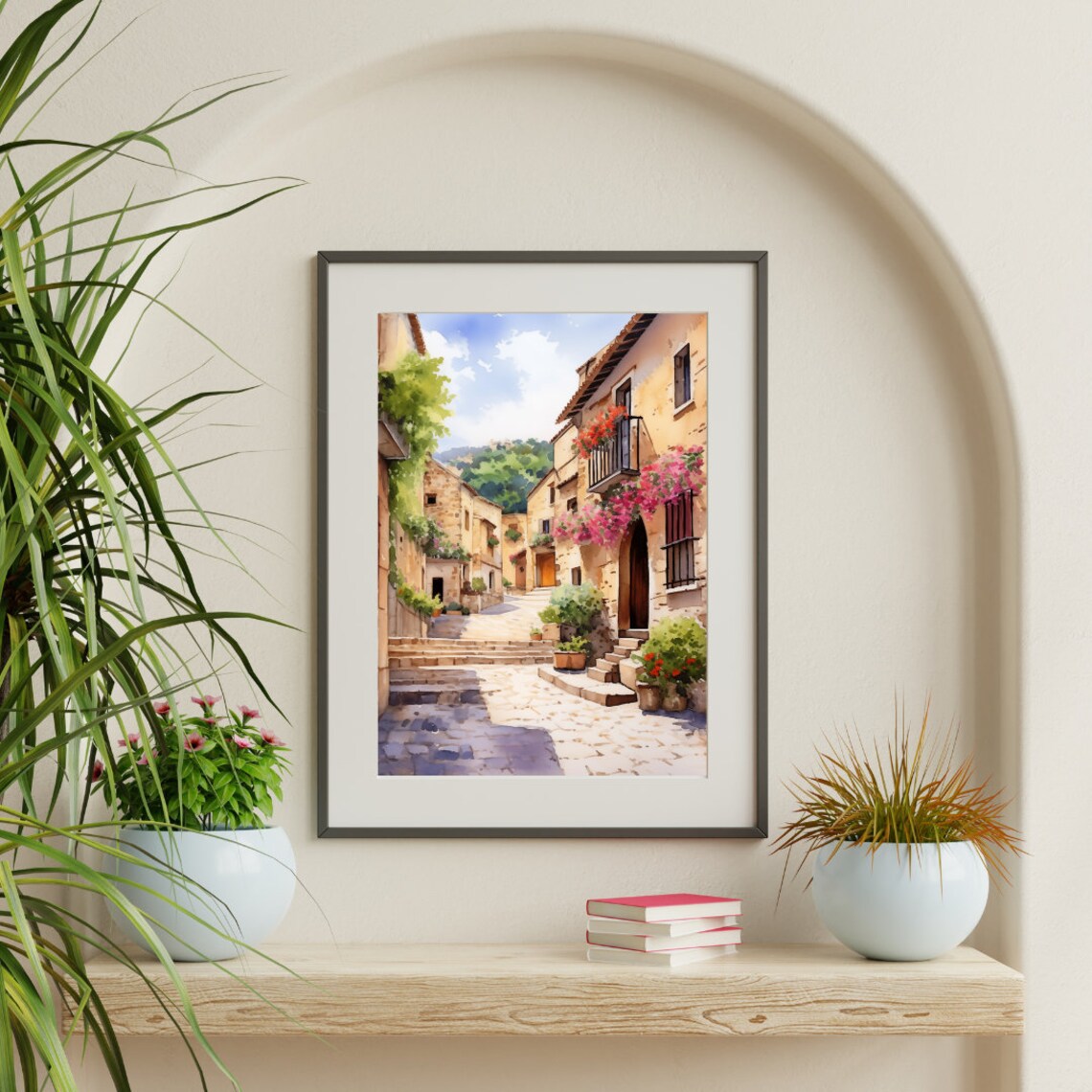 Valldemossa Watercolor Travel Poster, Mallorca Spain - Image 3