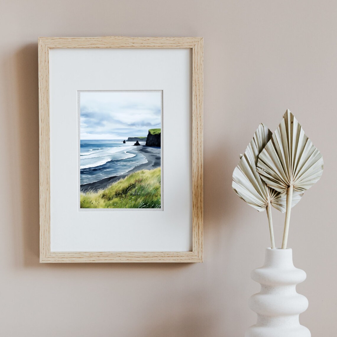 Reynisfjara Watercolor Travel Poster, Iceland Landscape - Image 2