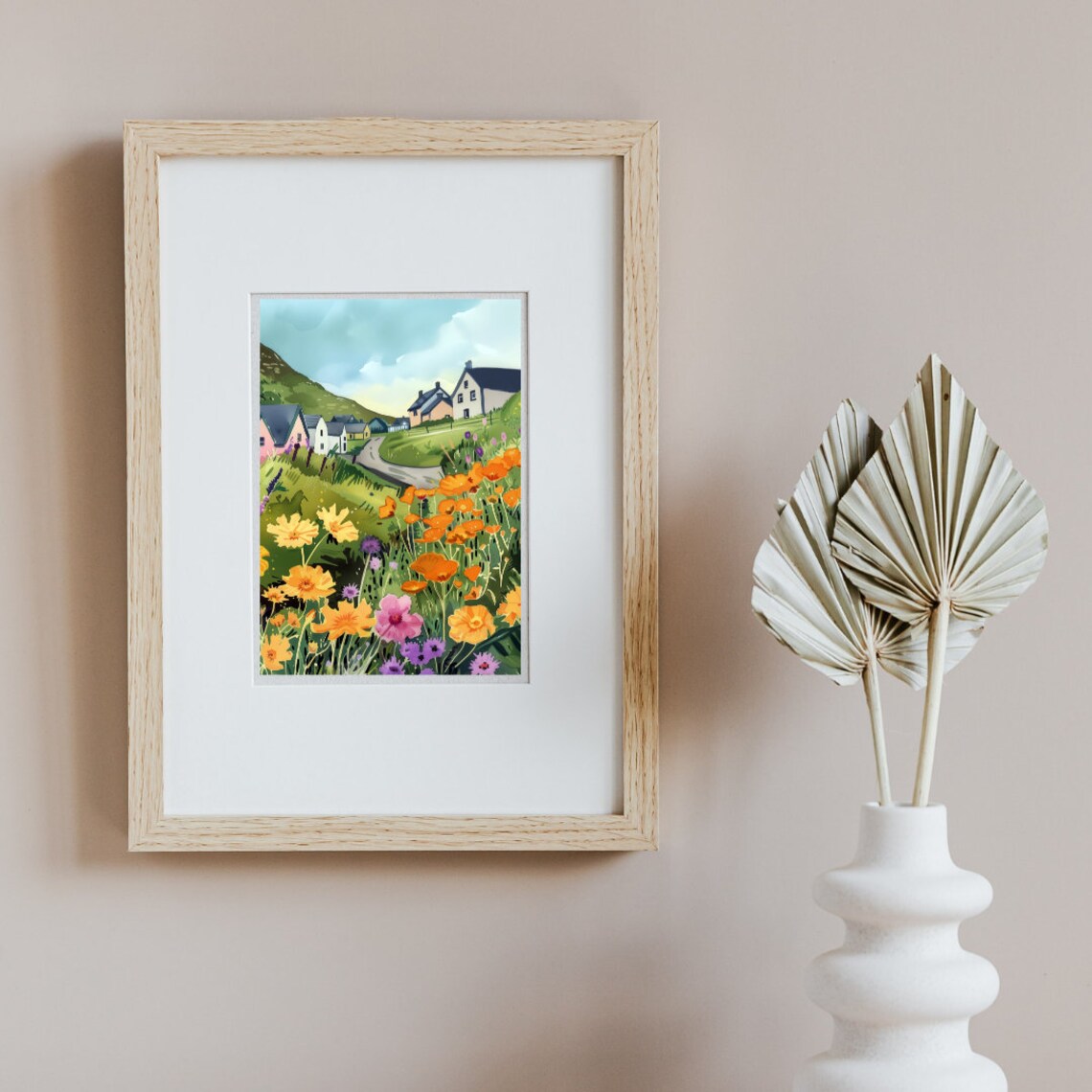 Doolin Ireland Village in Wildflower Hills Watercolor Poster - Image 3
