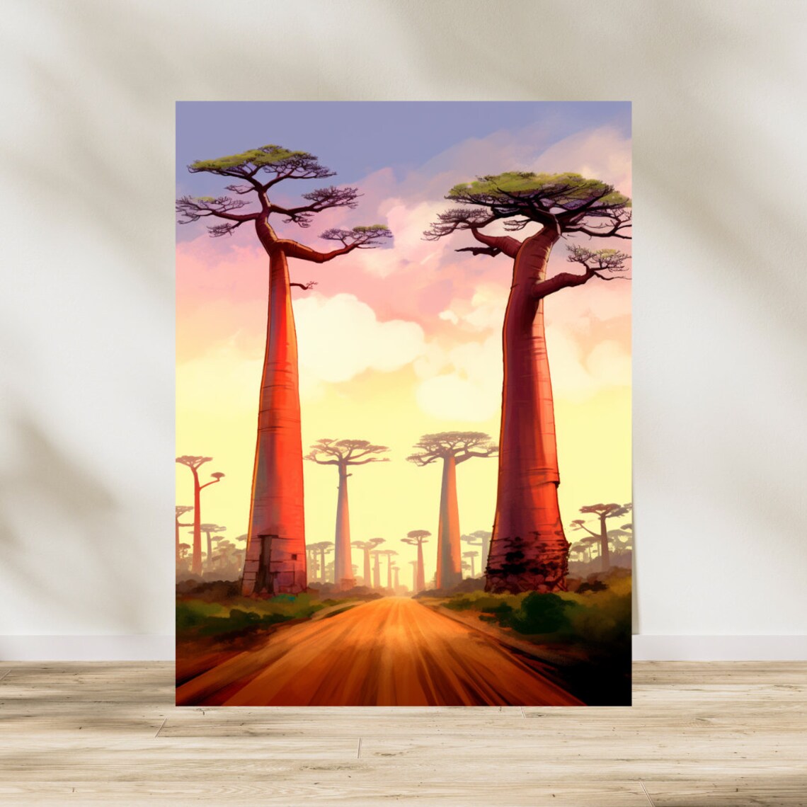 Baobabs Watercolor Print, Madagascar Travel Poster