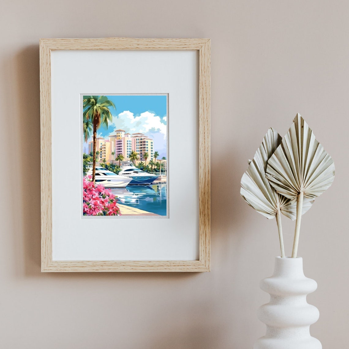 Fort Lauderdale Marina With Yachts Palm Trees and Condos Poster - Image 2